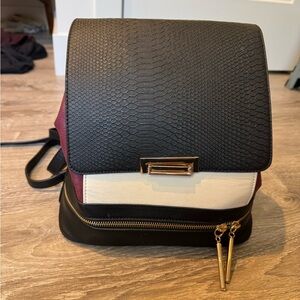 Aldo Bundle Tri-Color Backpack with Gold Accents and Wallet